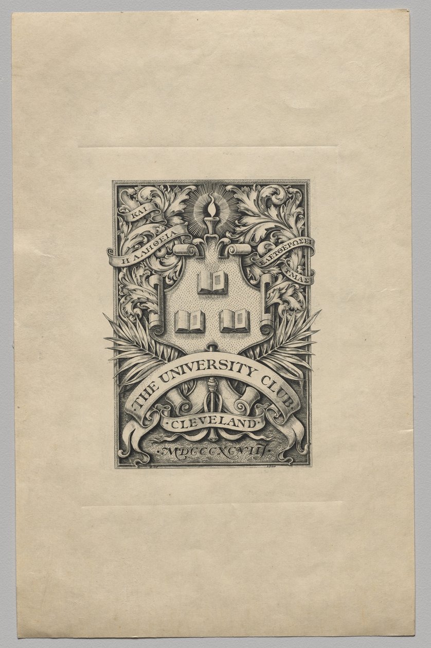 Exlibris: The University Club, Cleveland de Unknown artist