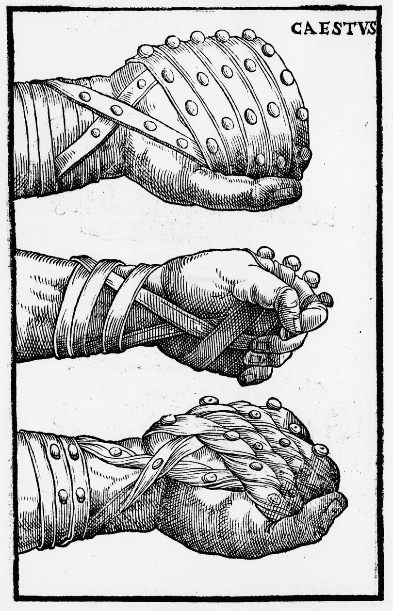 Guantes de boxeo - en “Hieronymi Mercurialis de Arte Gymnastica”, edición de Venecia de Unknown artist