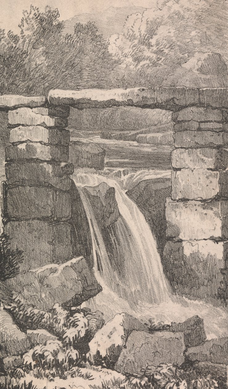 Puente sobre la cascada de Unknown artist