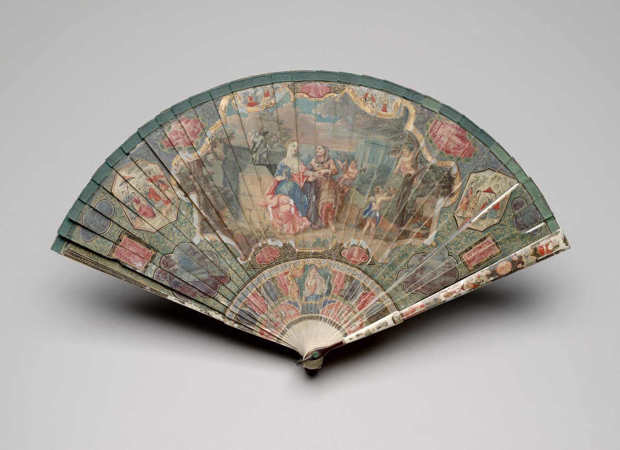 Abanico brisé con una adivina y motivos de chinoiserie de Unknown artist