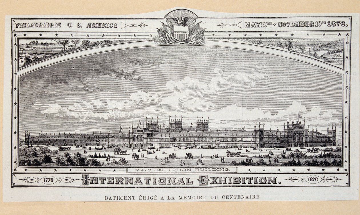 Edificio erigido en memoria del centenario (1776-1876) en la Exposición Internacional de Filadelfia de Unknown artist