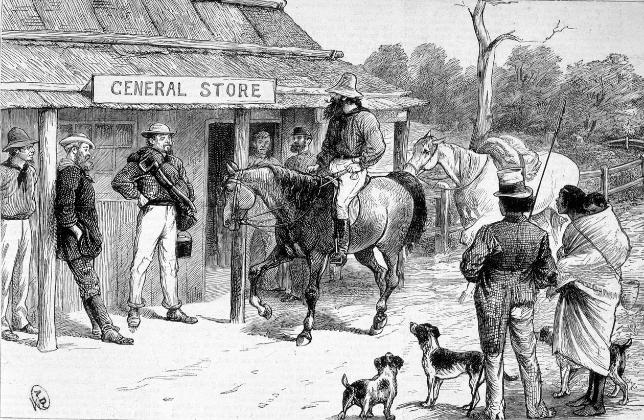 Tienda en el campo en Australia, circa 1880 de Unknown artist