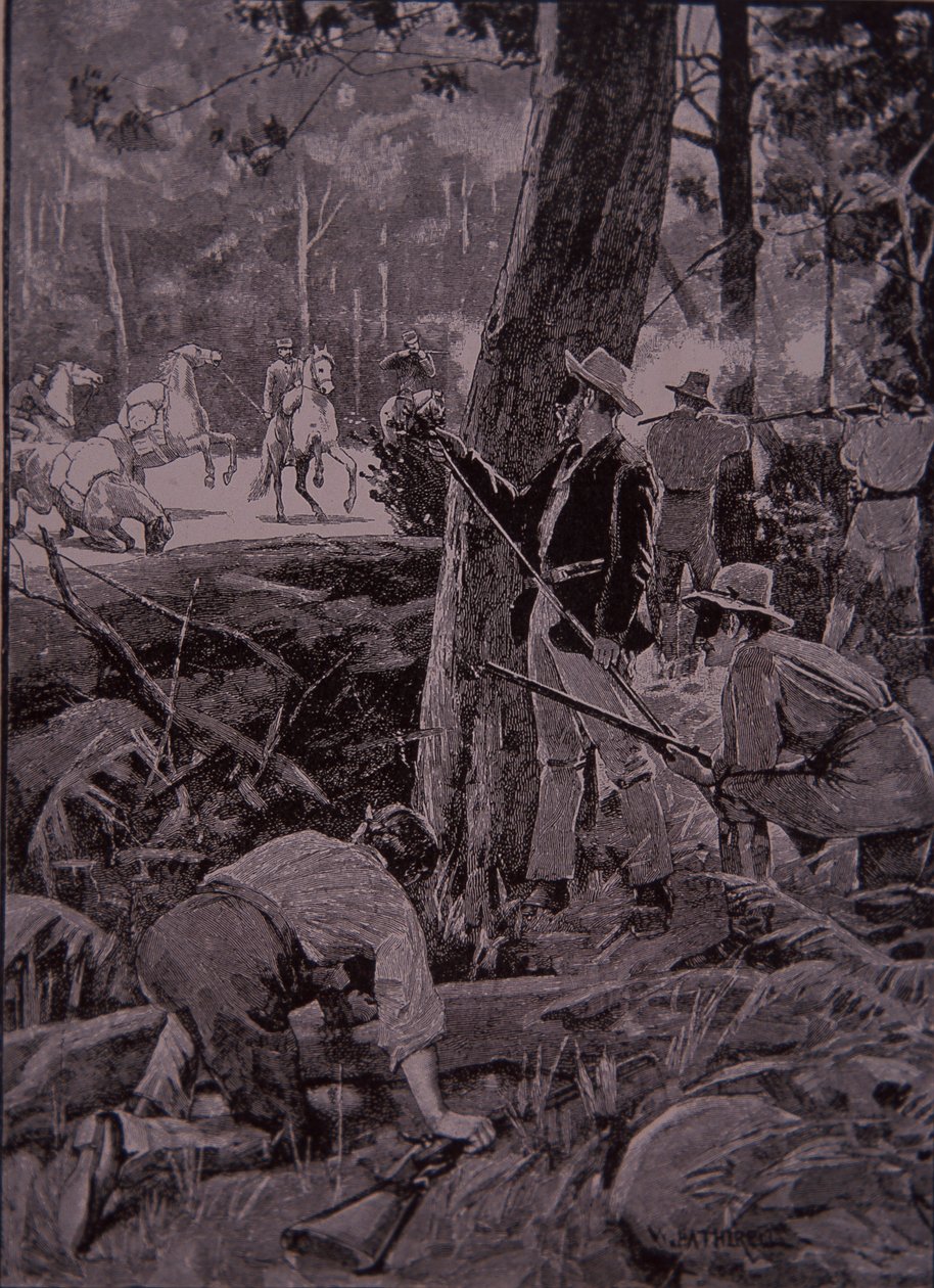 Bushrangers, forajidos australianos, roban un convoy de oro (grabado) de Unknown artist