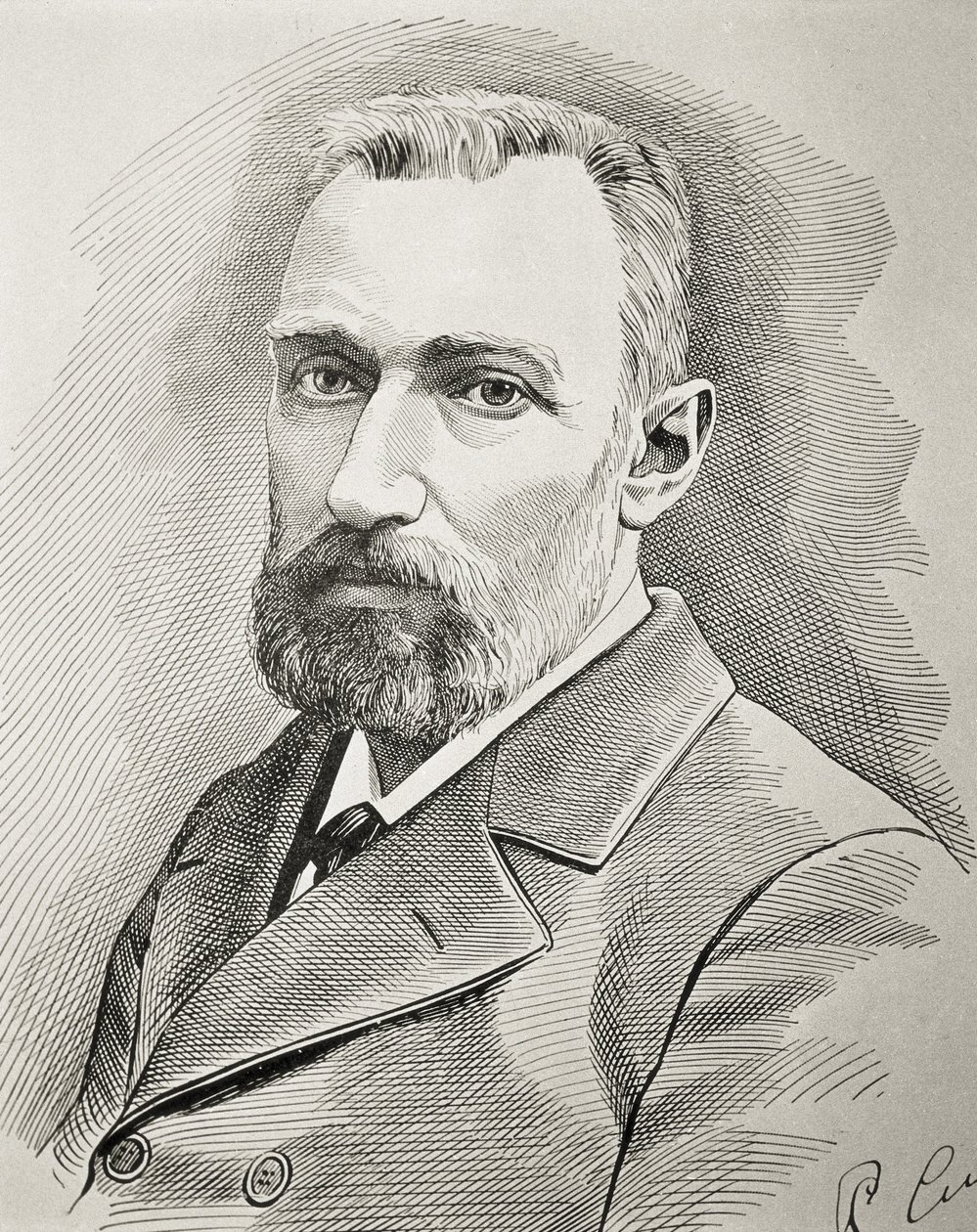 CURIE, Pierre (1859-1906). Físico francés. Retrato de 1898. Grabado. de Unknown artist