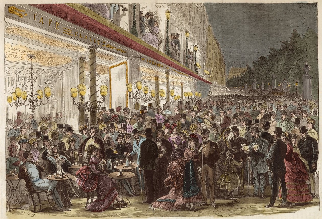 Café en los Grandes Bulevares en una noche de verano de 1869 - París - Café en los Grandes Bulevares en una noche de verano - 1869 de Unknown artist