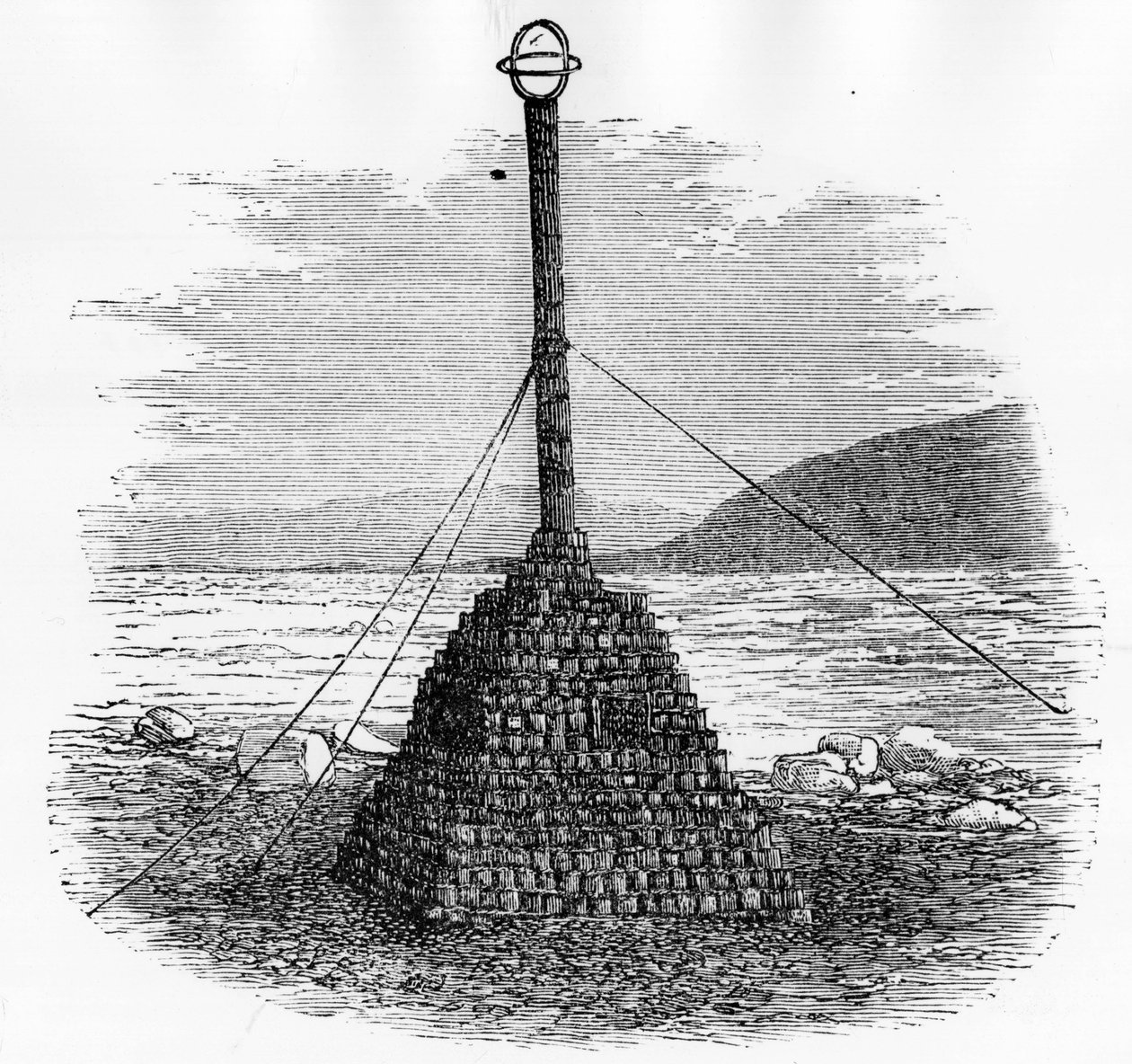 Cairn y buzón en el polo norte - Georges S. Nares, Un viaje al mar polar, París: Hachette de Unknown artist