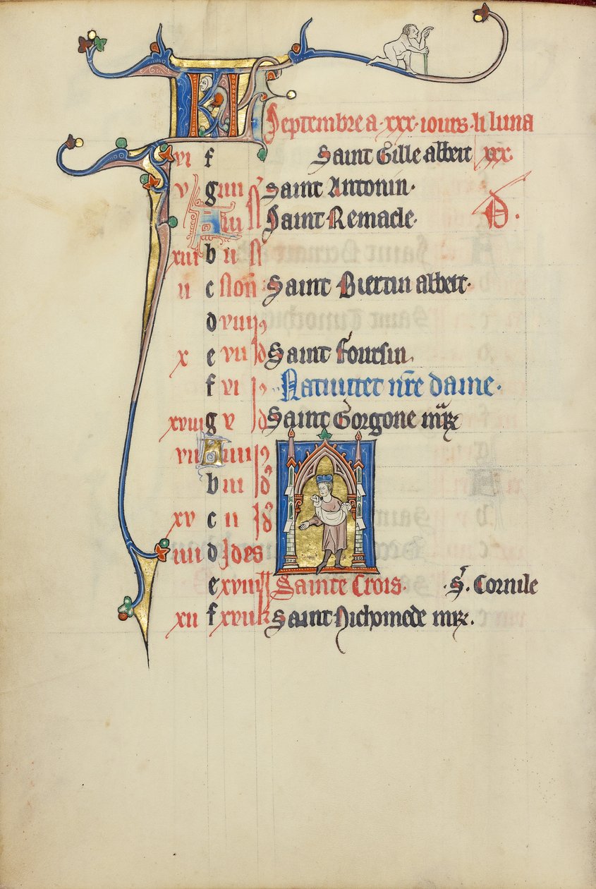 Página del calendario de septiembre; Siembra de Unknown artist