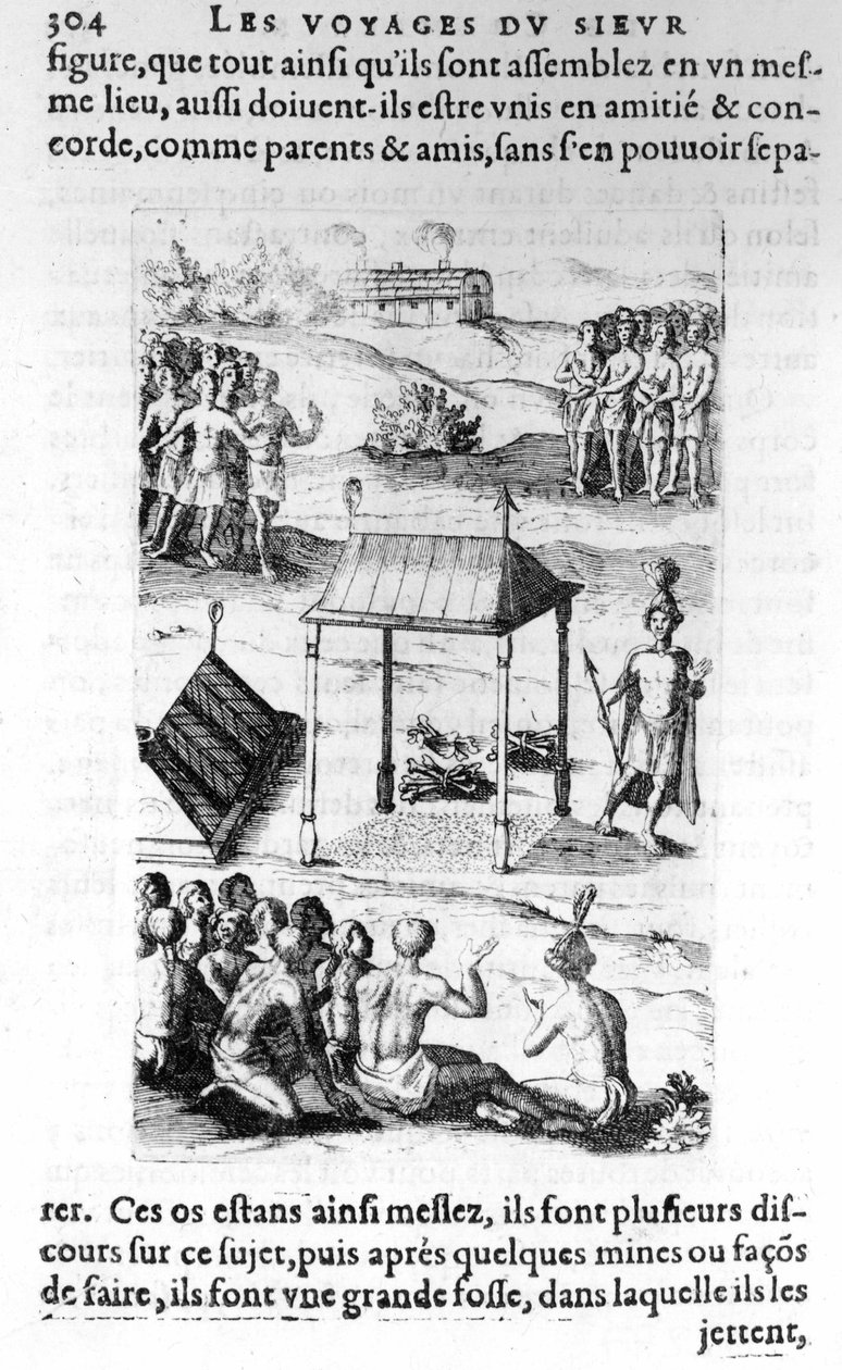 Canadá: nativos - en “Los viajes de la Nueva Francia Occidental, llamada Canadá, hechos por el St Champlain Xaintongeois... desde el año 1603 hasta el año 1629... Samuel Champlain (1570-1635), ed. Pierre Le Mur, París de Unknown artist