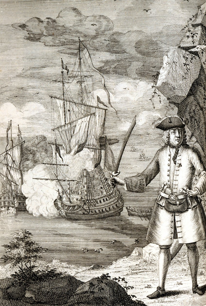 El Capitán Henry Avery tomando uno de los barcos del Gran Moghul de Unknown artist