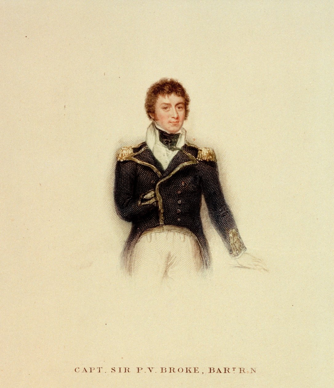 Capitán P.V. Broke, Royal Navy, principios del siglo XIX (grabado coloreado) de Unknown artist