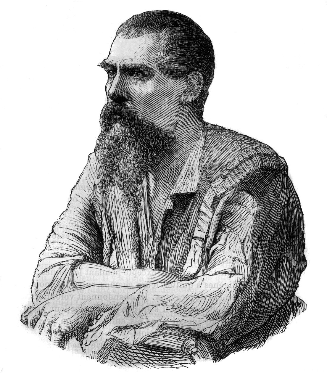 Capitán Richard Burton, explorador británico, escritor, soldado y diplomático - Retrato del explorador británico, escritor y lingüista Sir Richard Francis Burton (1821-1890) - Grabado en “Picturesque History of Great Voyages in the Nineteenth Century”. 187 de Unknown artist