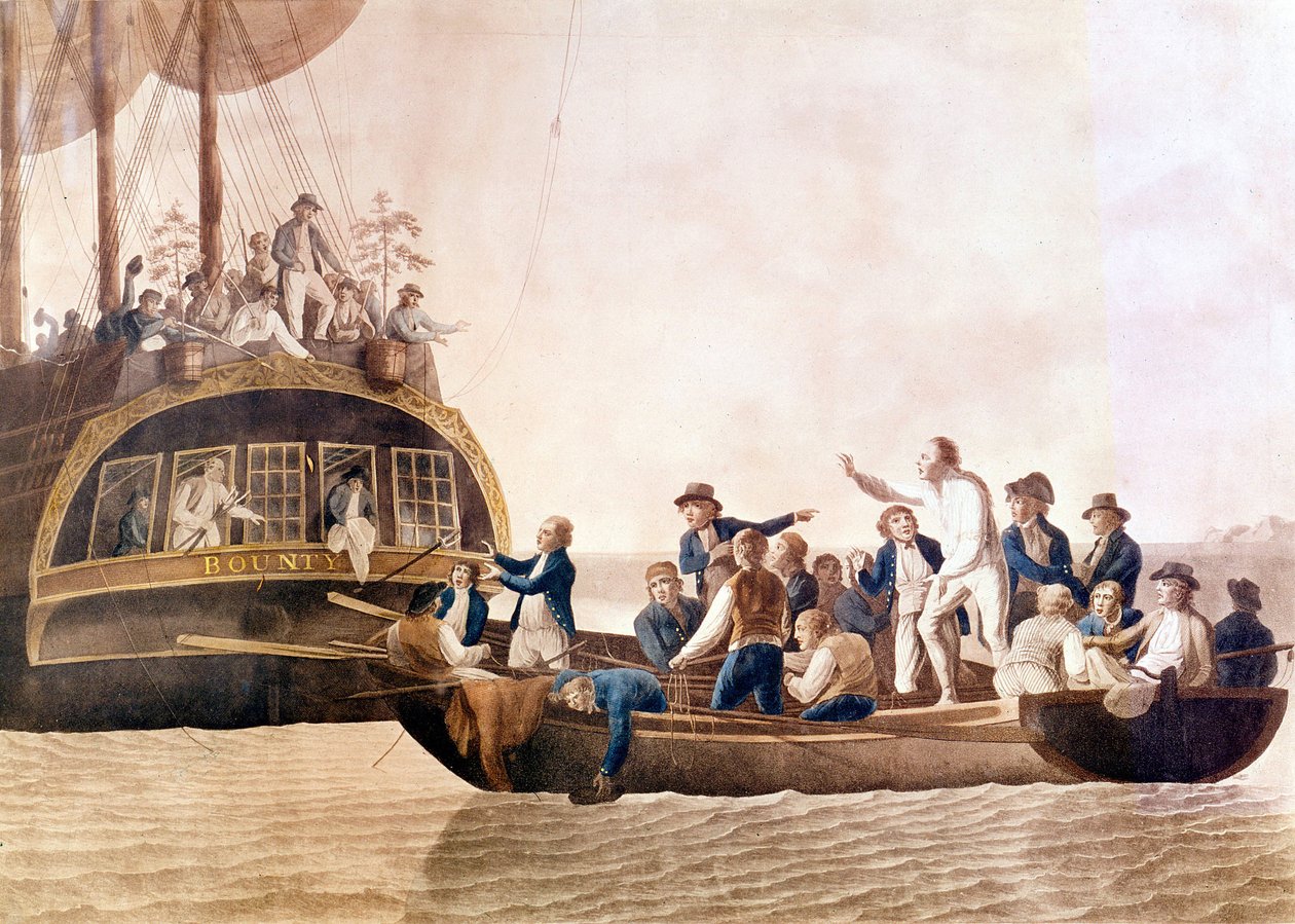 Capitán William Bligh (1754 - 1817) del Bounty abandonado por su tripulación. de Unknown artist