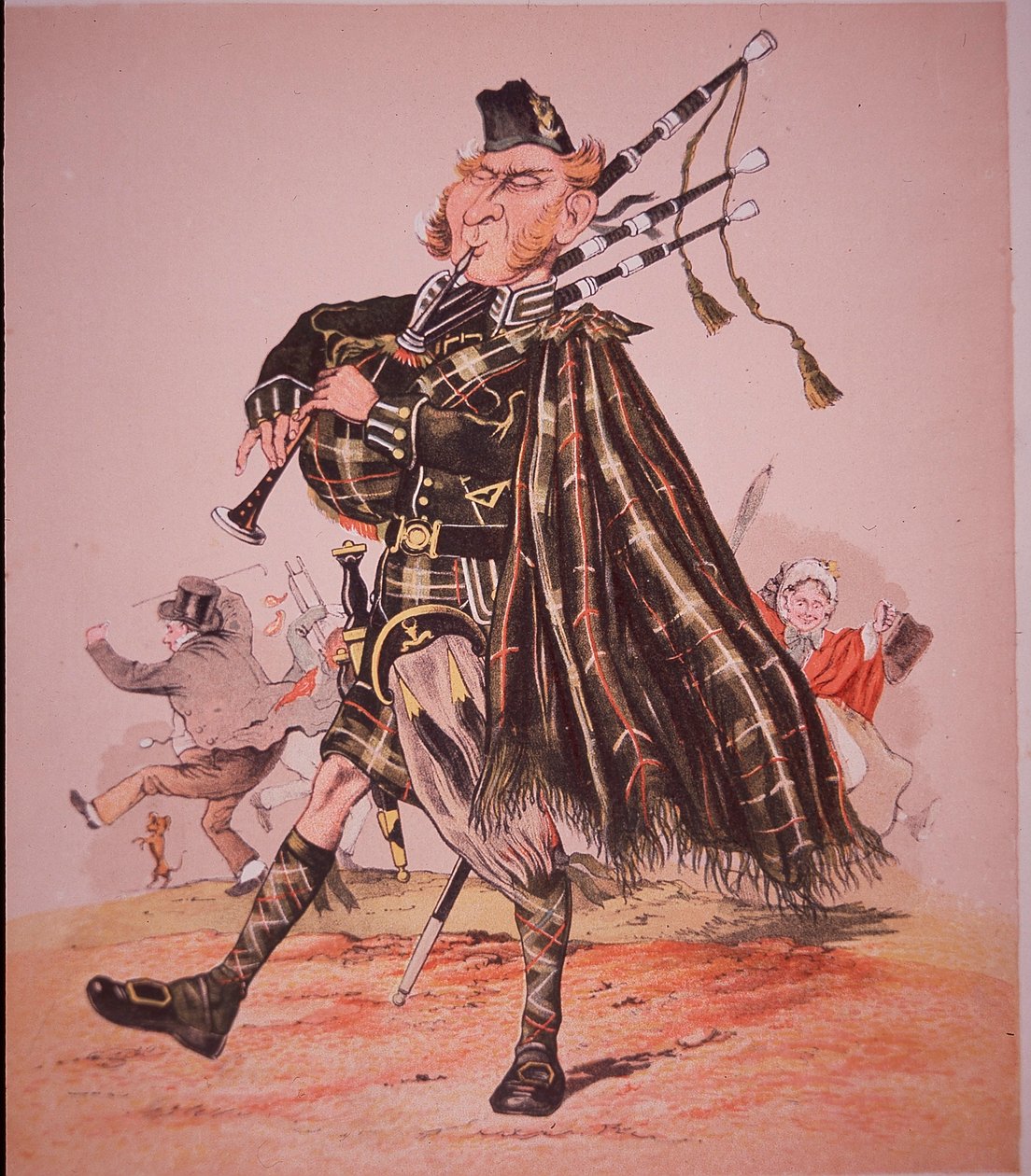 Caricatura de gaitero de las tierras altas de Unknown artist
