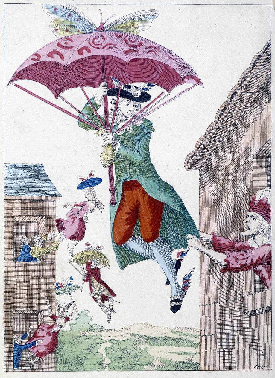 Caricatura sobre la idea de volar de Unknown artist
