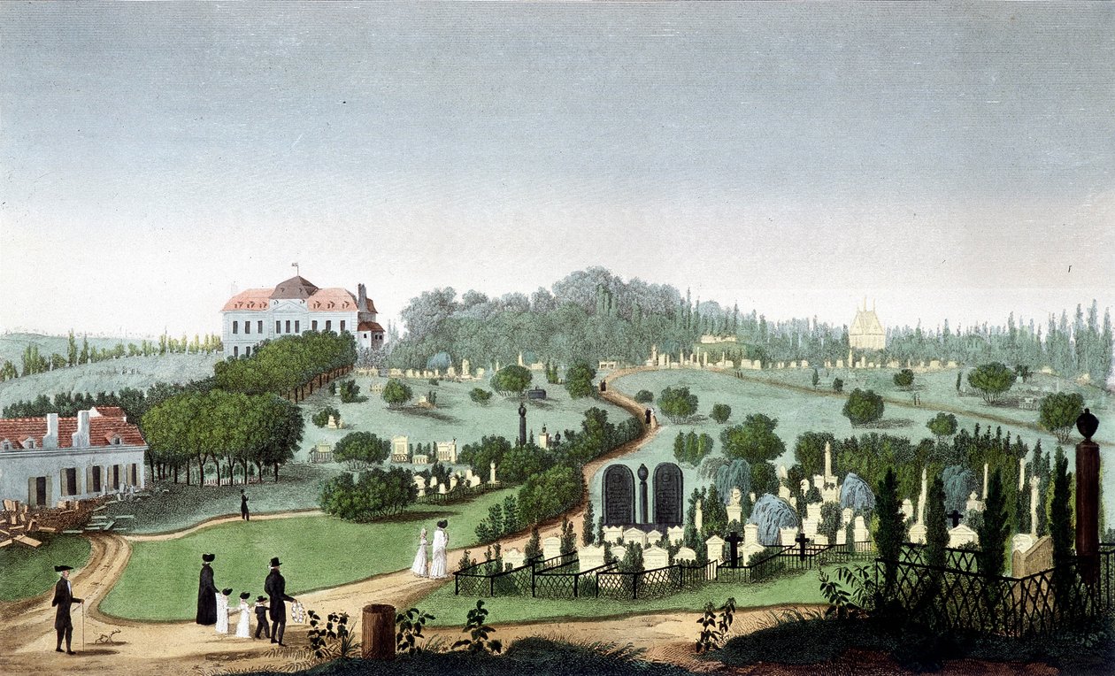 Cementerio de Père Lachaise, circa 1820 - en "Vues de Paris" por Courvoisier de Unknown artist
