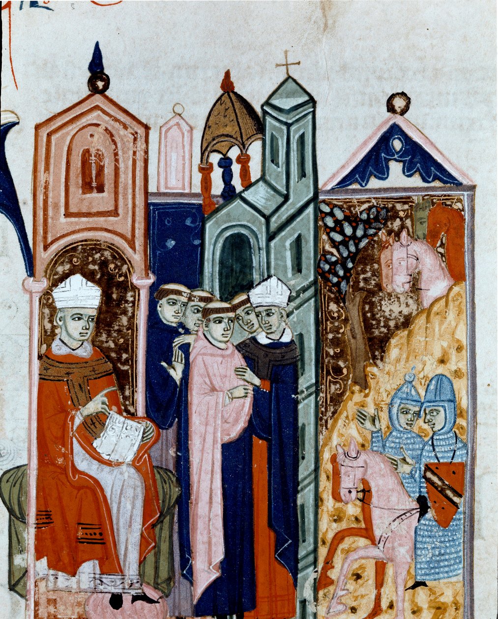 Ceremonia de toma de hábito de un monje Miniatura del “Decretum Gratiani” que regula las leyes y cánones de la Iglesia Católica Romana. Siglo XIV. Cesena, Biblioteca Malatestiana de Unknown artist