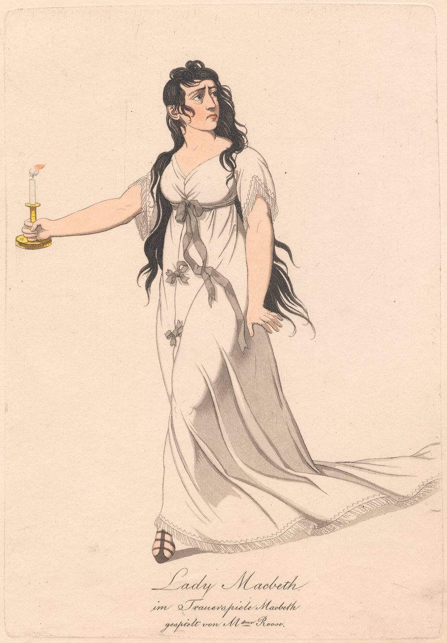 Personajes de una producción alemana de Macbeth (uno de seis grabados) de Unknown artist