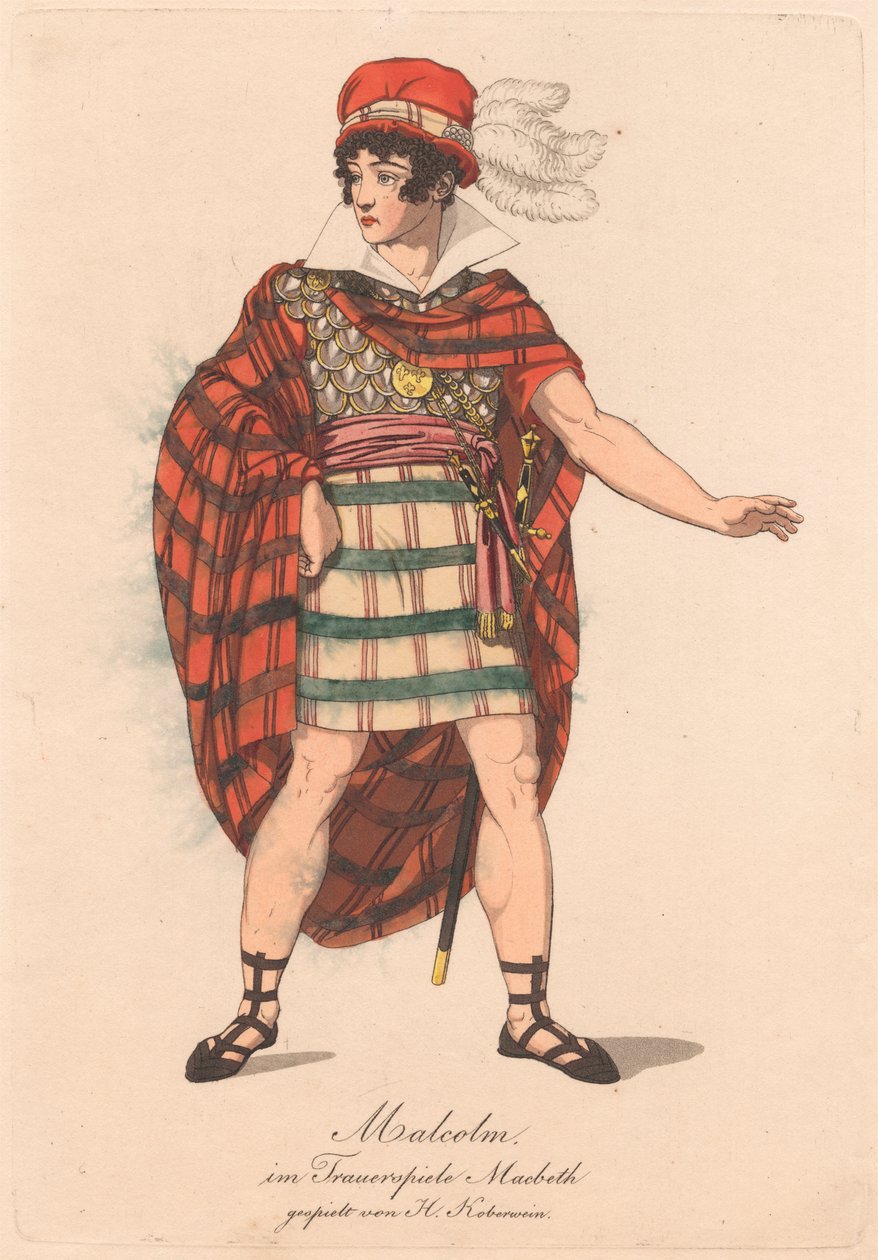 Personajes de una producción alemana de Macbeth (uno de seis grabados) de Unknown artist