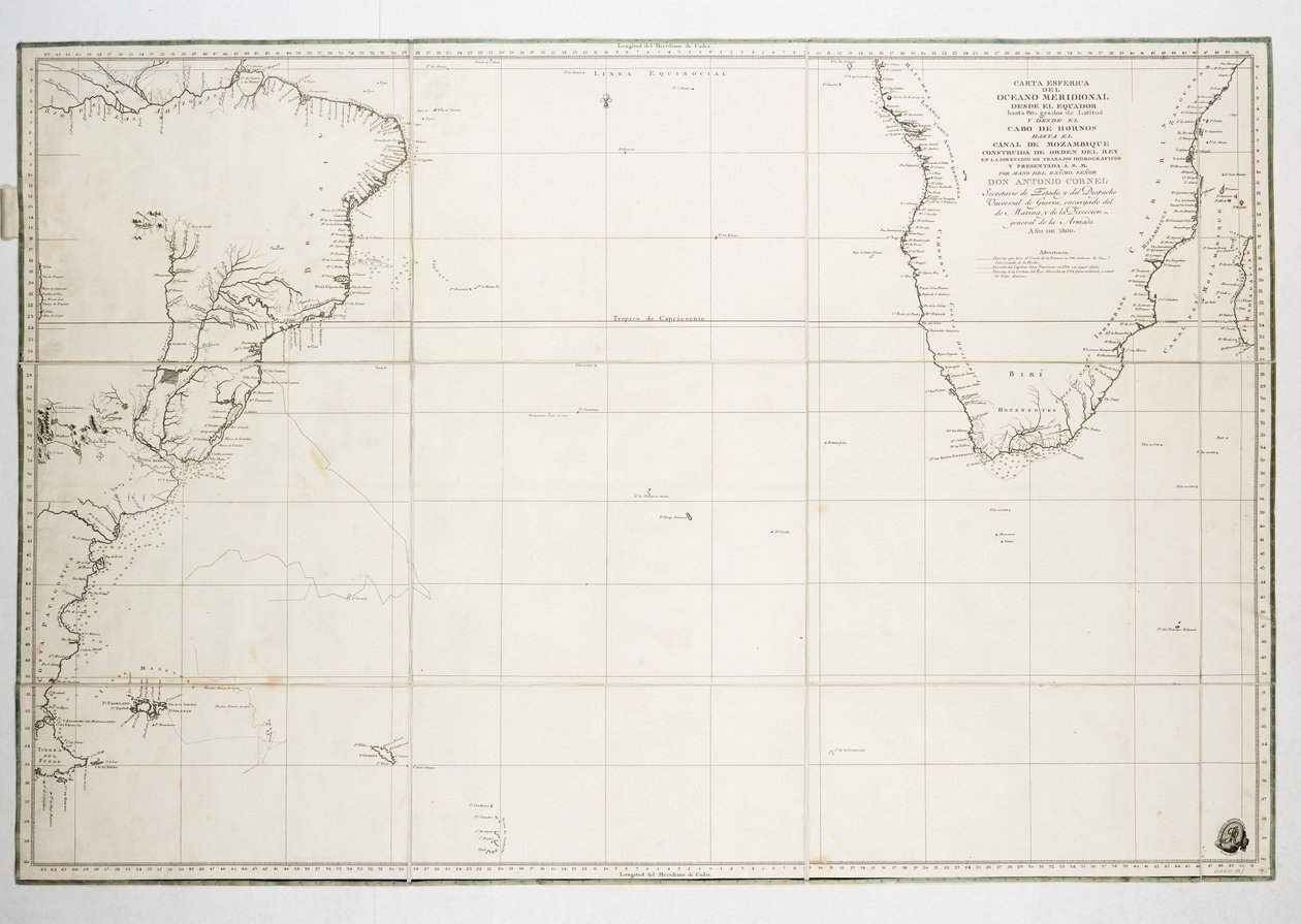 Carta del Océano Atlántico al sur del Ecuador de Unknown artist