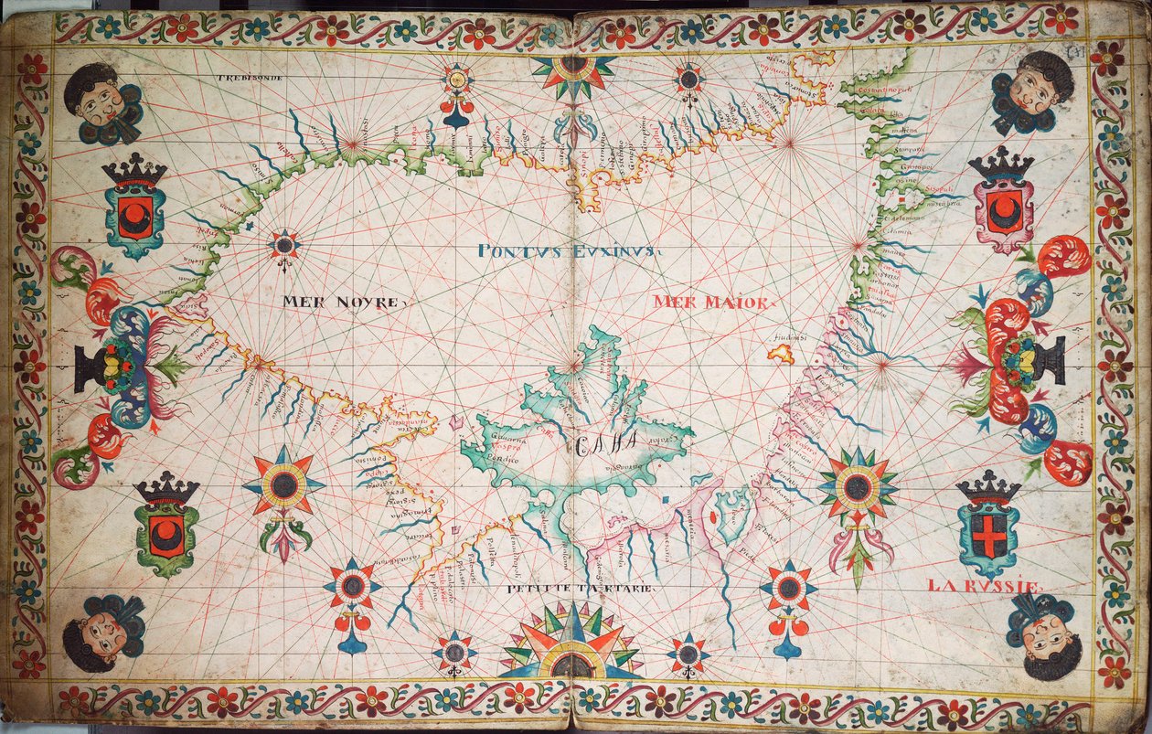 Carta del Mar Negro, c.1600 (manuscrito) de Unknown artist