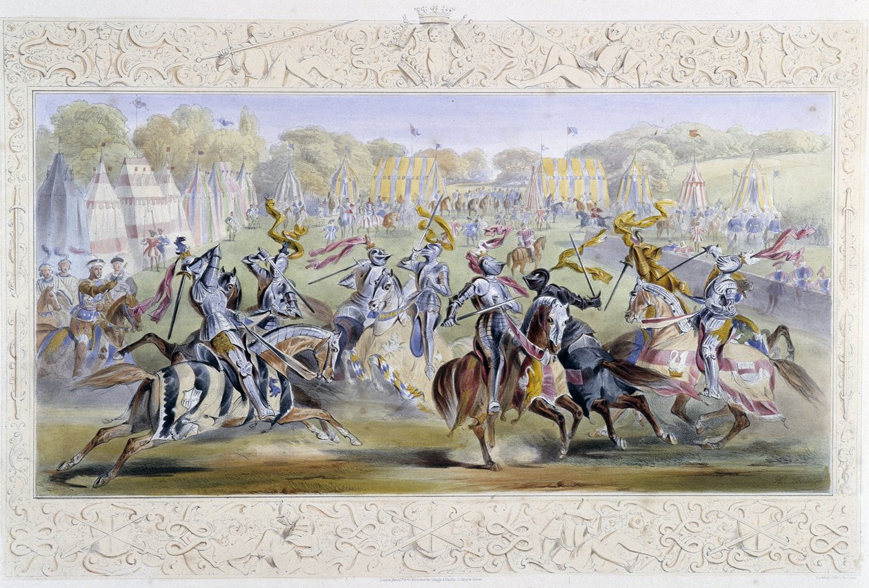 Torneo caballeresco en "Caballero de Inglaterra" de J. Whatman, ed. T. M