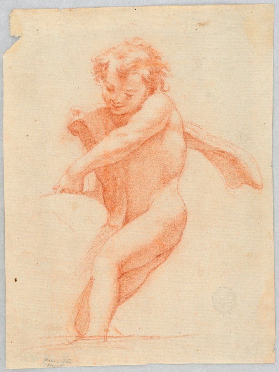Niño sosteniendo un objeto o estructura de Unknown artist