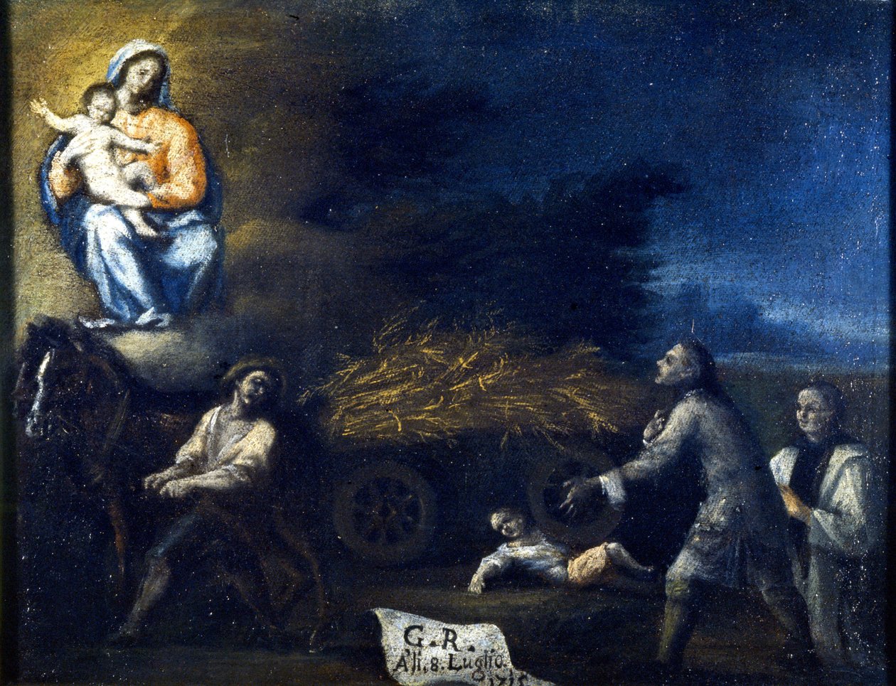 Niño aplastado por un arado. Exvoto de 1715 del santuario de Santa Valeria en Seregno (Milán) de Unknown artist