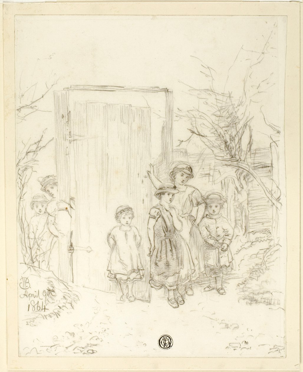 Niños junto a una puerta de Unknown artist