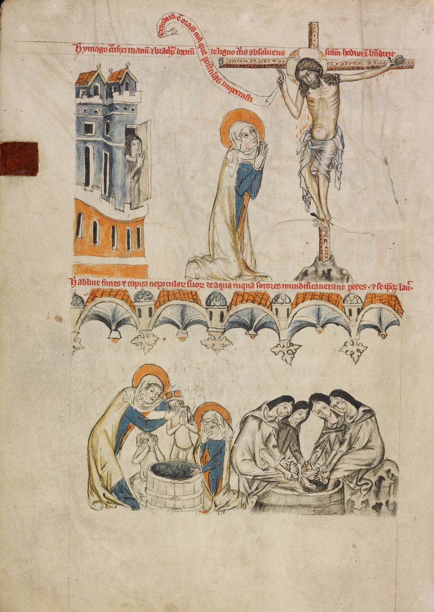 Cristo bendiciendo a Santa Eduviges; Santa Eduviges lavando la cara a su nieto de Unknown artist