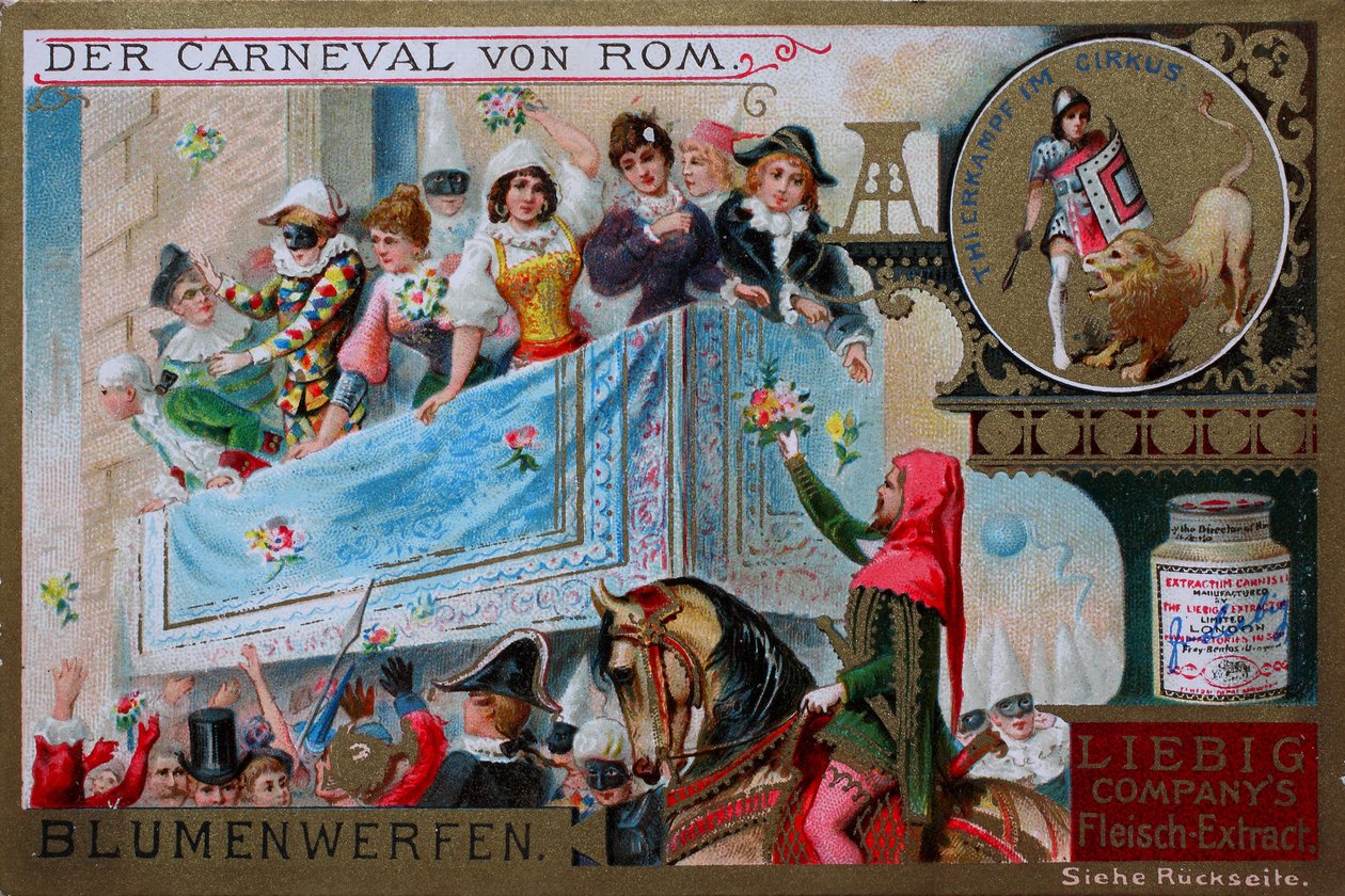 Serie de cuadros de colección El Carnaval de Roma, Arrojando Flores de Unknown artist