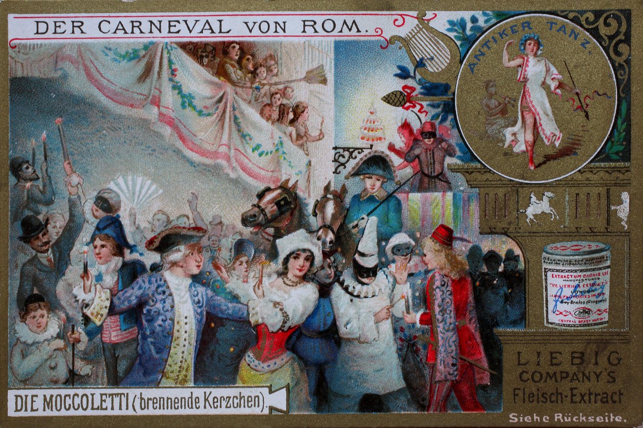 Serie de cuadros de colección El Carnaval de Roma, los Moccoletti, velas encendidas de Unknown artist