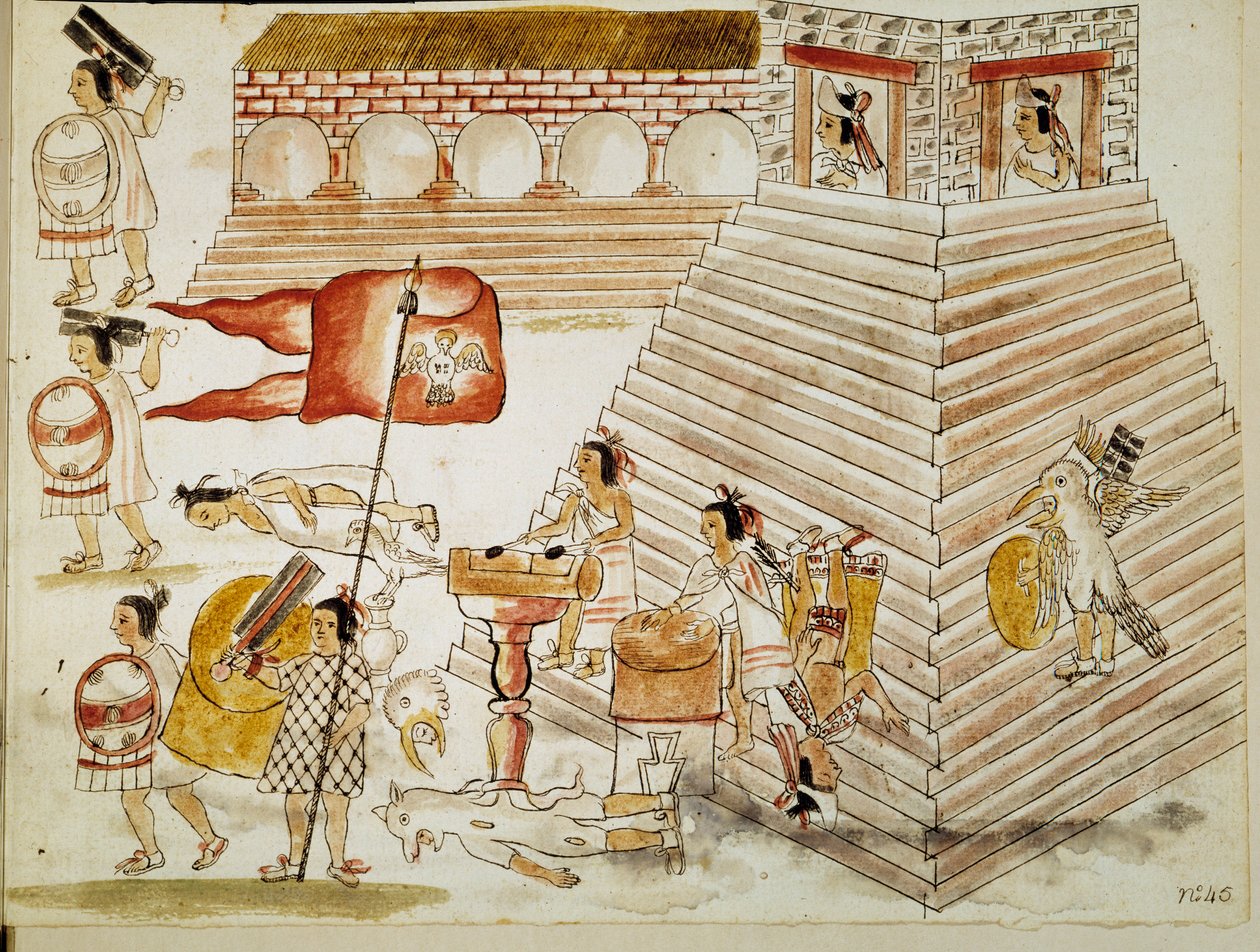 Conquista de México: destrucción de Tenochtitlán, capital del imperio azteca, por los ejércitos del conquistador Hernán Cortés (1485-1547) el 24/06/1520. Miniatura de un manuscrito de Unknown artist