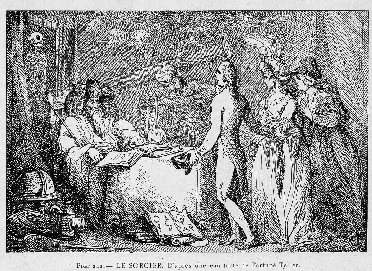 Consulta de un hechicero - grabado de Unknown artist