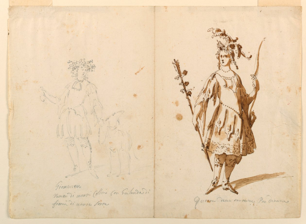 Diseño de vestuario: Juventud y Diana para un ballet de Unknown artist