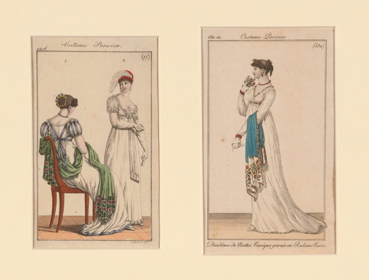 Placas de moda "Costume Parisien" de Journal des Dames et Des Modes y Costume Parisien (La revista de las damas y la moda) de Unknown artist