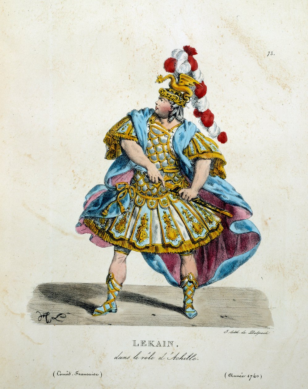 Traje de Lekain (Henri Louis Cain) en el papel de Aquiles en 1740 de Unknown artist