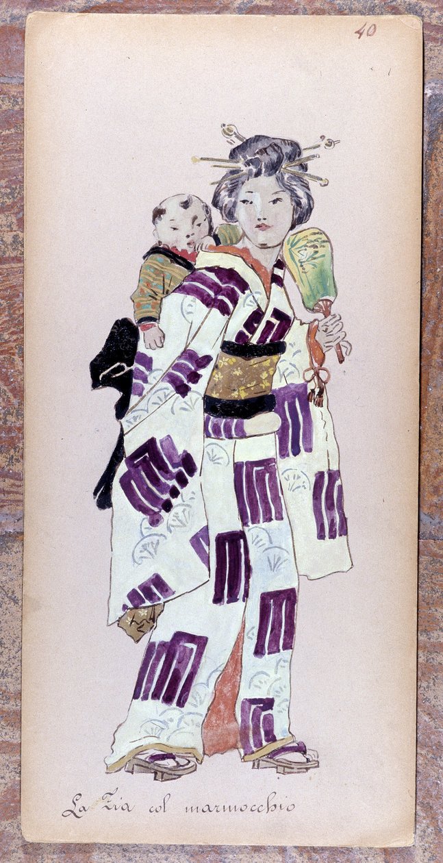 Traje de la zia con il marmocchio (Niño) para la creación de Madame Butterfly de Giacomo Puccini en 1904.Colección del Museo della Scala de Milán. de Unknown artist