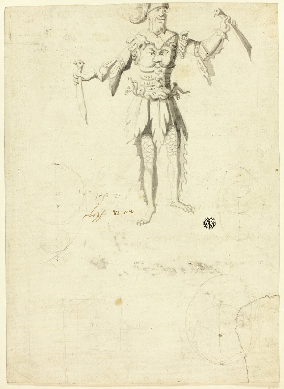 Hombre disfrazado con dos espadas de Unknown artist