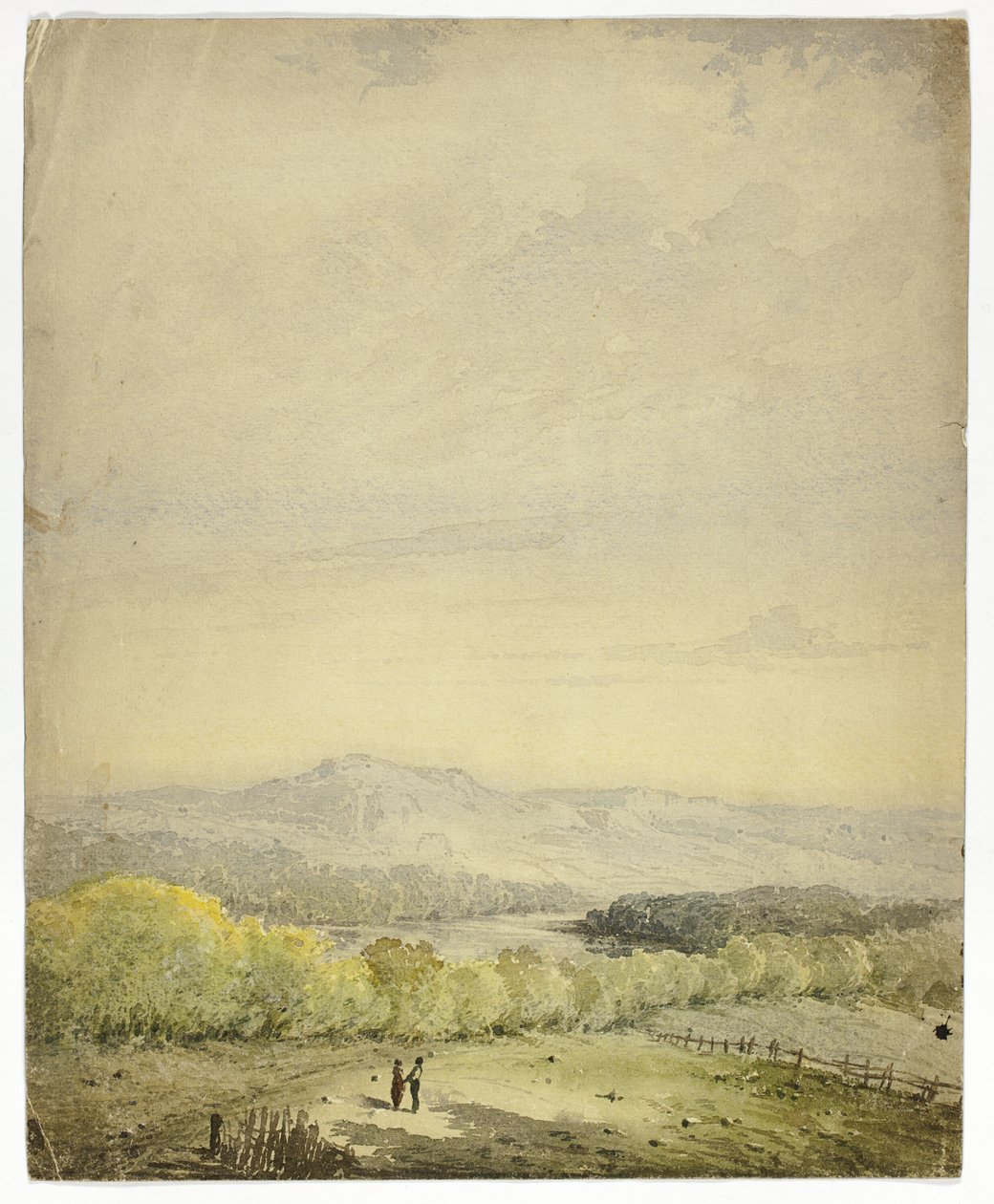 Pareja tomados de la mano en un campo de Unknown artist