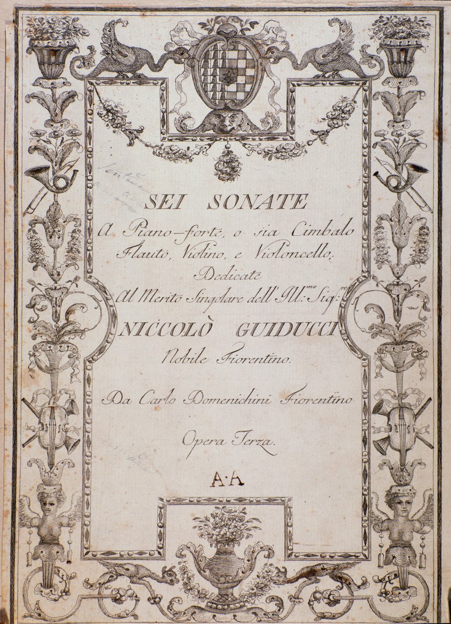 Portada de Seis Sonatas, Op. 3 de Carlo Domenighini de Unknown artist