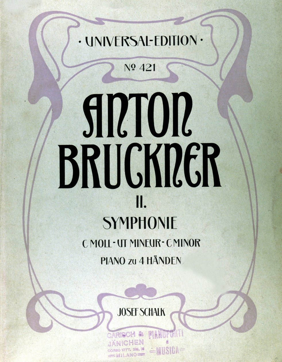 Portada de la partitura para la segunda sinfonía en do menor de Anton Bruckner de Unknown artist