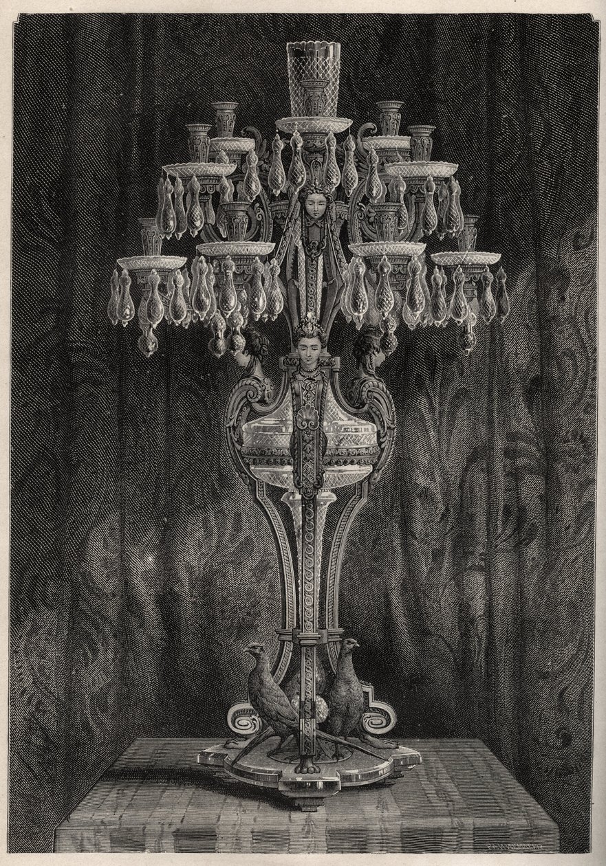 Candelabro de cristal de la fábrica de Baccarat - grabado en 