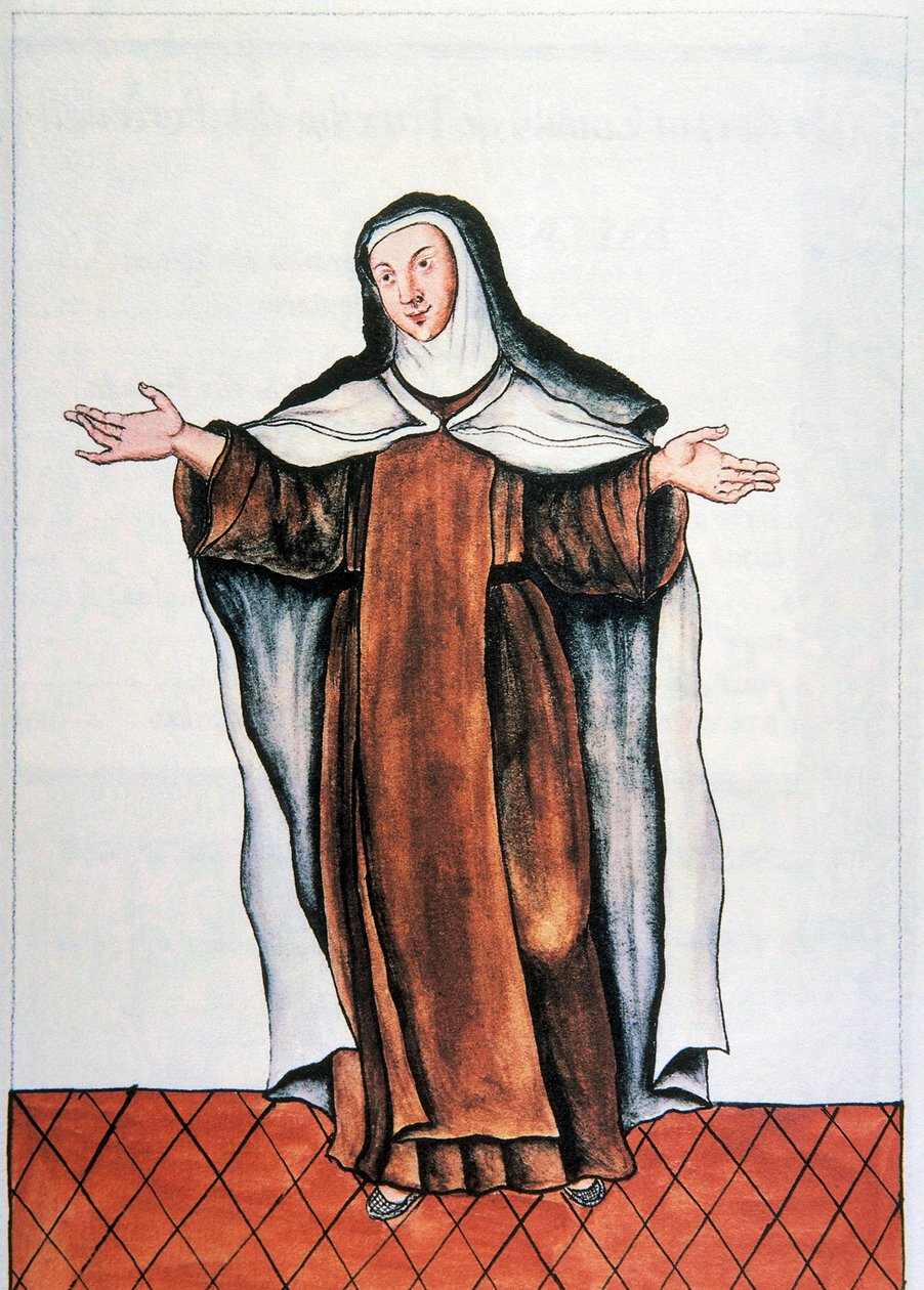 Vida cotidiana y costumbres de Perú: "Carmelita descalza" Acuarela tomada del libro "Trujillo del Perú" por Baltasar Martínez Compañón y Bujanda, obispo de Trujillo (1782-1785). Siglo XVIII. Madrid. Biblioteca del Palacio Real de Unknown artist
