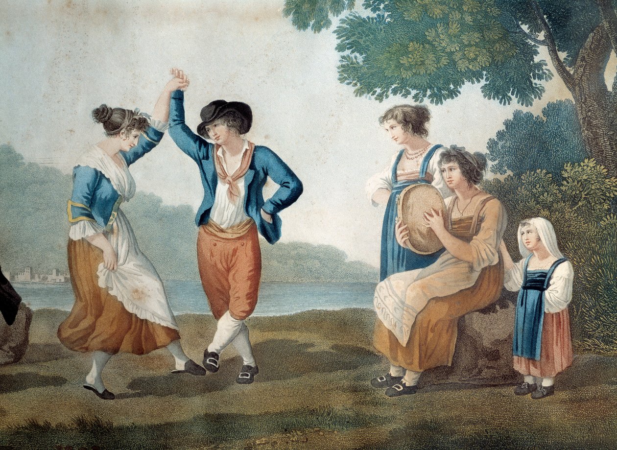 Bailarines en Frascati cerca de Roma, Italia de Unknown artist