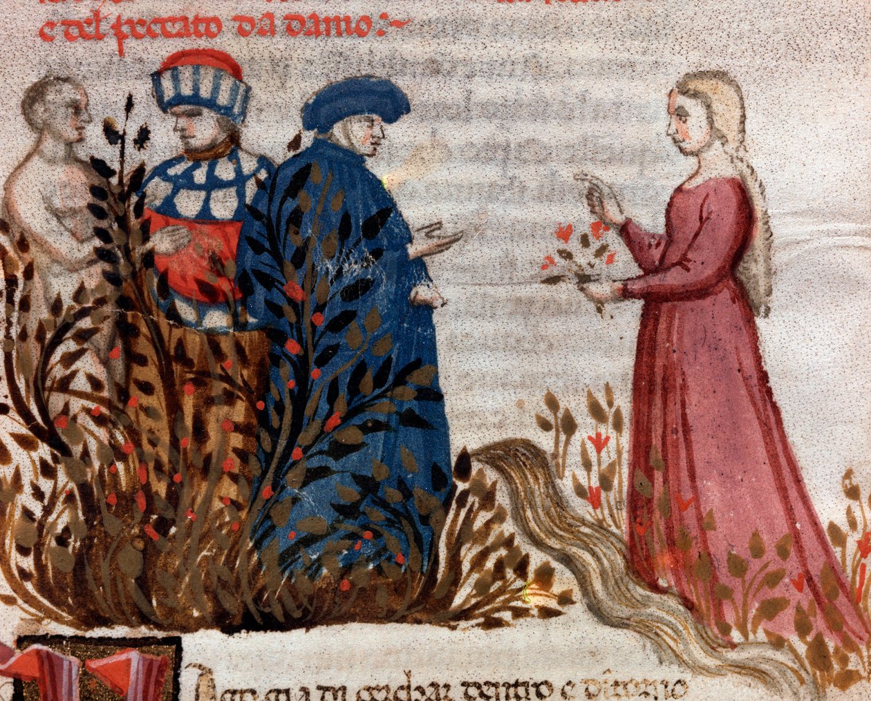 Dante se encuentra con Matelda (canto 28 del Purgatorio, en la Divina Comedia) de Unknown artist