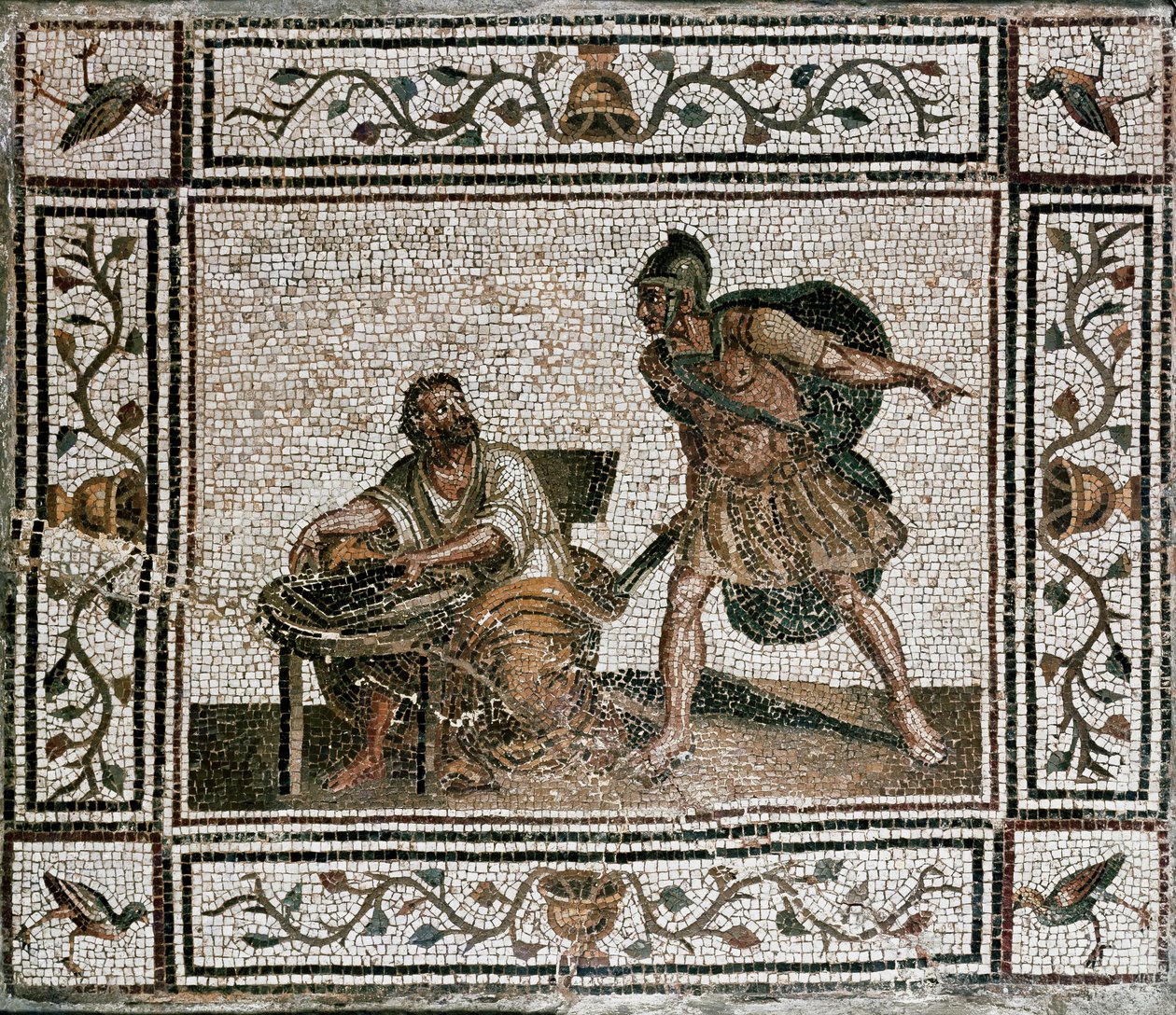 Muerte de Arquímedes de Siracusa (mosaico) de Unknown artist