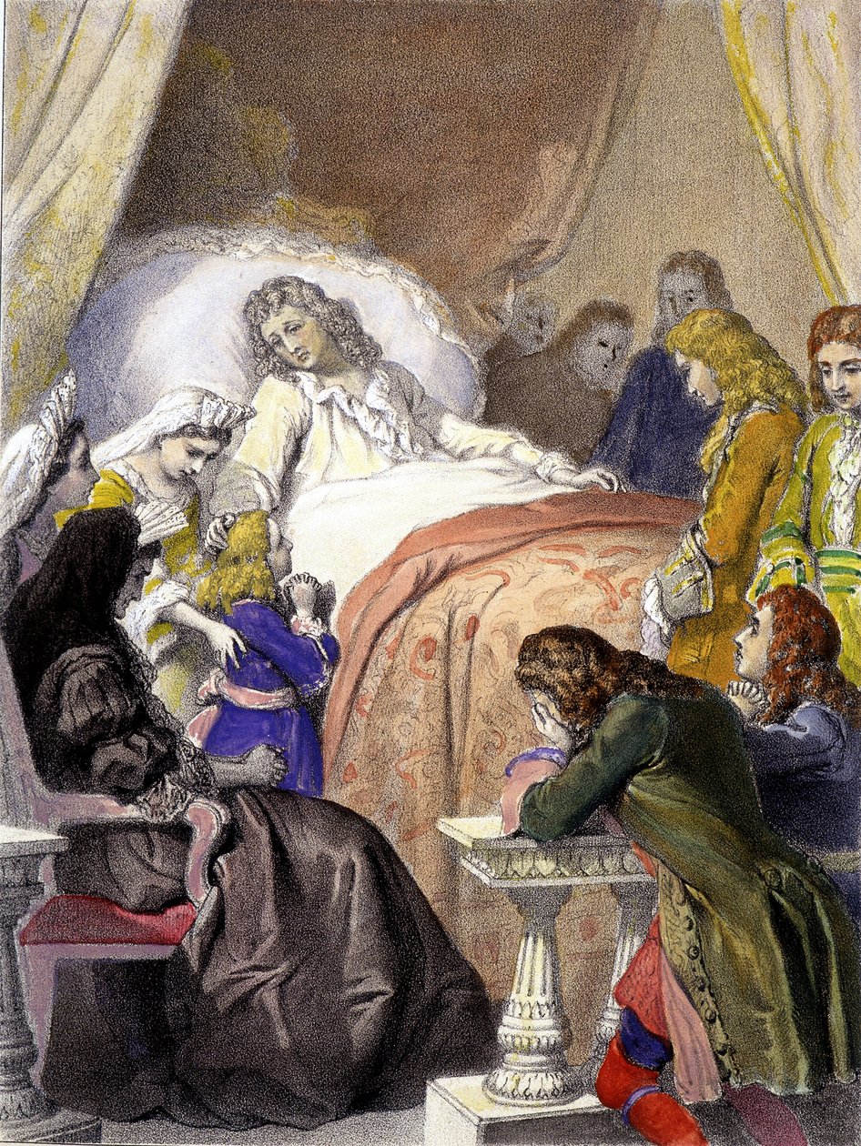 Muerte de Luis XIV (1638-1715), Rey de Francia, el 1 de septiembre de 1715 en Versalles y el futuro Luis XV (1710-1774) de Unknown artist