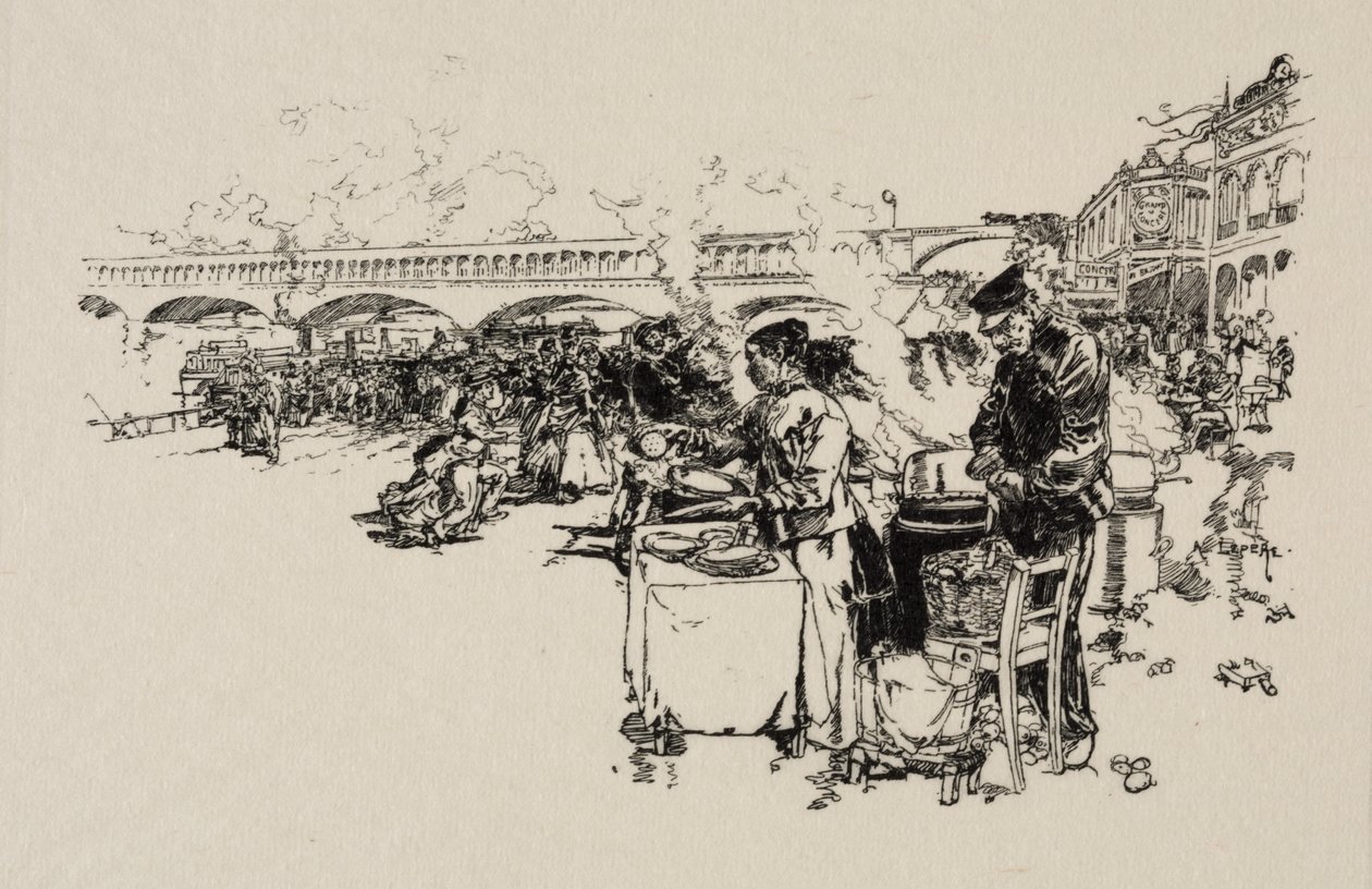 Embarcadero de los barcos-ómnibus de Unknown artist