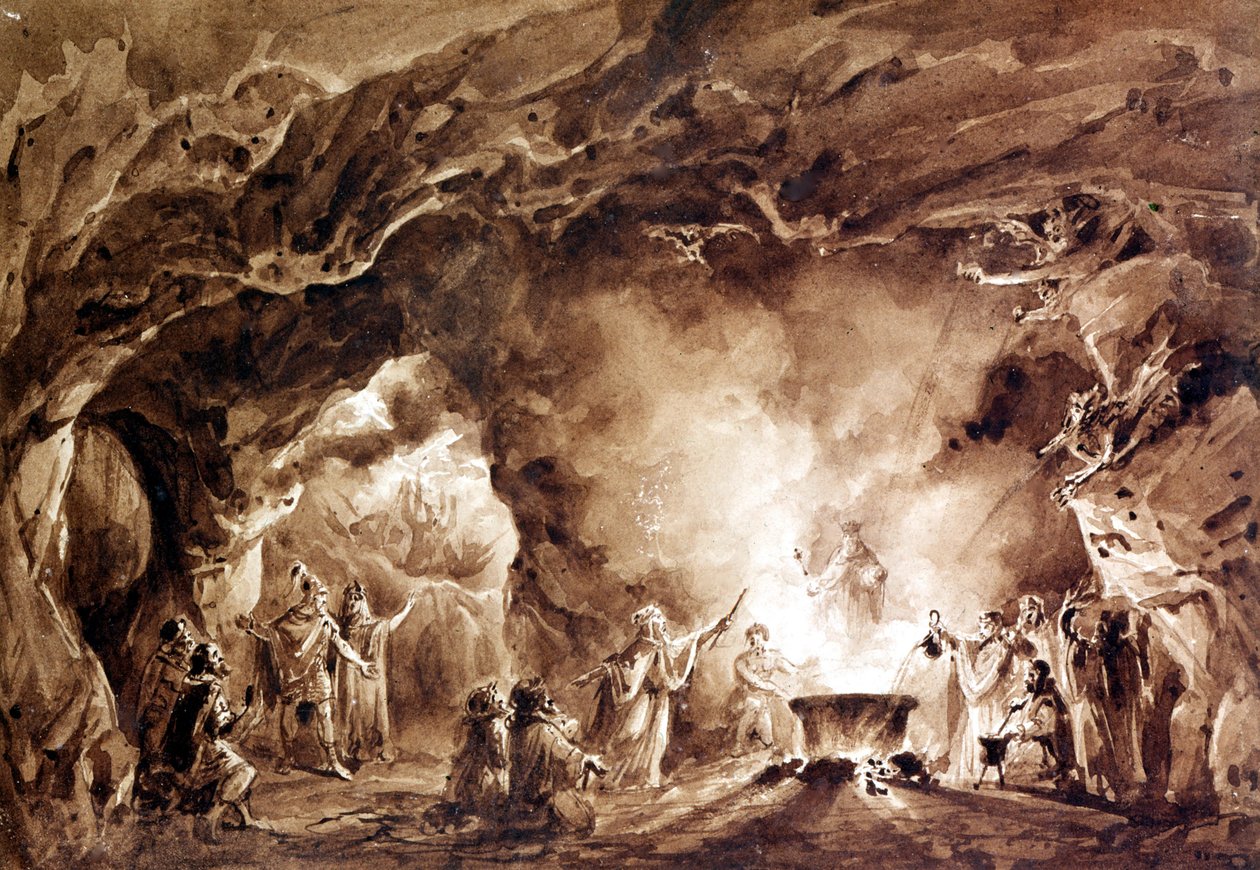 Decorado para la ópera “Macbeth” compuesta por Giuseppe Verdi (1813 - 1901). Aguafuerte utilizada para la portada de la primera edición de 1847. de Unknown artist