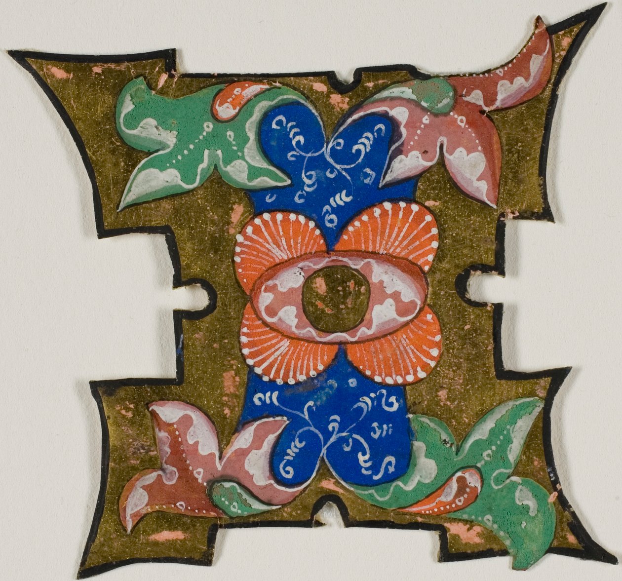 Inicial "I" decorada con hojas de un libro coral de Unknown artist